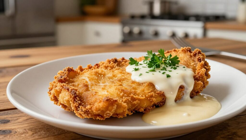 chicken-fried-steak-with-gravy-and-parsley-on-plate