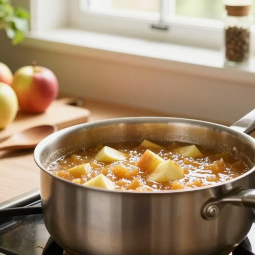 homemade-applesauce-cooking-in-saucepan-with-fresh-apples
