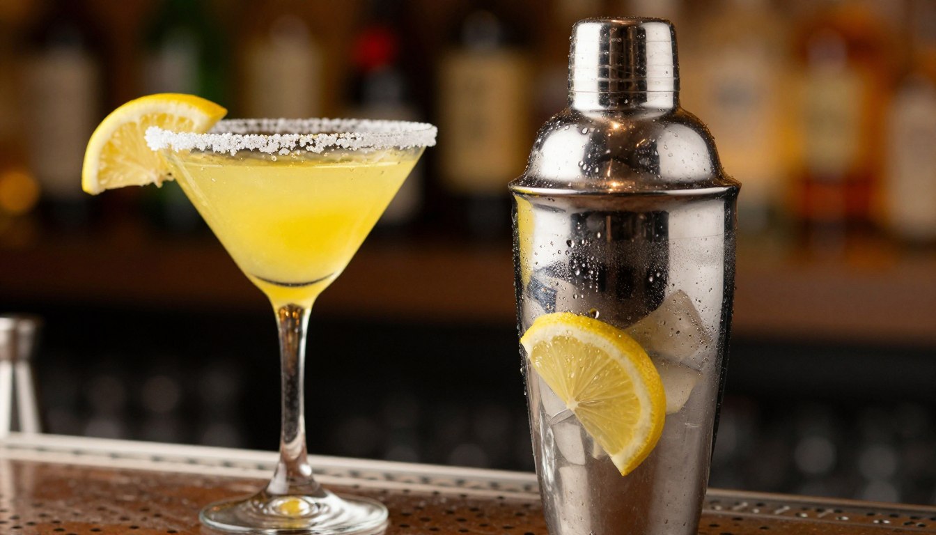 lemon-drop-martini-shaker-with-ice-and-lemon-slices